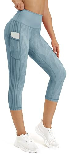 Buepeara Damen Yoga Leggings mit Taschen, High Waist Sporthose Tights Laufhose Fitnesshose Yogahose 3328-027 M