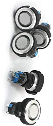 5Pcs 12V Switches 22mm Thread 5Pin Latching Warm White Light Push Foot Switches Button Switch switch controllers