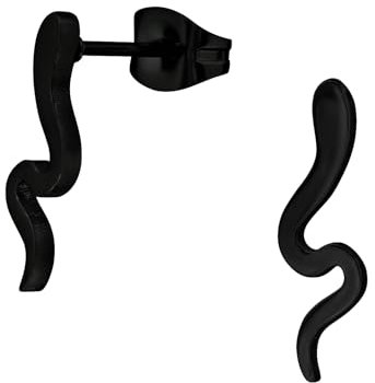 Bungsa Ohrstecker Schwarze Schlange aus Edelstahl Unisex