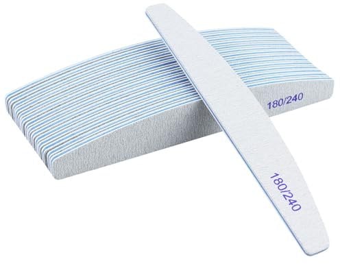 15 Pcs Nail Files - Professional 180/240 Grit Double Sided Emery Boards, Coarse Washable, Ideal for Acrylic or Natural Nails