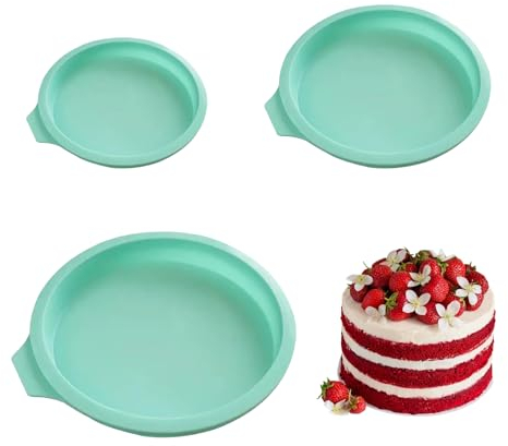 BSITSSS Gateau Silicone Rond, 3PCS Antiadhésif Moule a Gateau 20cm/16cm/11cm Moule en Silicone, Moule Silicone Patisserie Pour Gateau, Mousse, Le Dessert