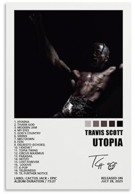 GOLLO Travis Poster Scott Utopia, Musikalbum-Cover, Poster für Zimmer, Leinwand, Wandkunst, Schlafzimmer-Dekor, 30 x 45 cm, ungerahmt, 2