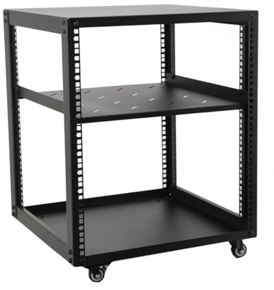 ECUTEE 12U - Caja Soporte para Servidores (montaje en rack, 477 x 509 x 645 mm, marco abierto, profundidad ajustable, para servidores de red, con ruedas, para equipos informáticos de red, equipos AV