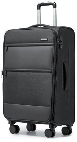 British Traveller Koffer, leicht, langlebig, mit TSA-Schloss und 4 Spinnrollen, Schwarz , 71,2 cm (28 zoll)
