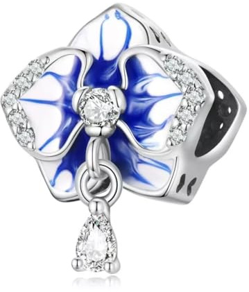 Butterfly Orchid Charm Bead Genuine 925 Sterling Silver Compatible With Pandora Bracelet