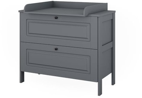 VitaliSpa Wickelkommode Ajaton, Wickelaufsatz für die Kommode, Grau, 108 x 98 cm mit 2 Schubladen