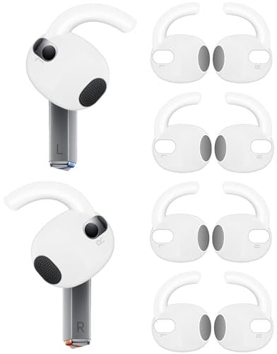 BLLQ 4 Pairs Galaxy Buds3 Ear Hook Cover Grip Tip Anti Slip Wing Accessories Compatible with Samsung Galaxy Buds 3,White 804w4