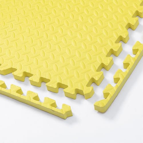 30x30cm Foam Puzzle Play Mat,10 Pack Interlocking Floor Tiles for Home Gym,Bedroom Crawling Mats Non-slip Interlocking Carpet Soft Area Rug (Yellow,1.2cm Thick)