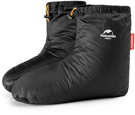 windhike Naturehike Foot Sleeve Ultralight Duck Down Anti-Slip Waterproof Sleeping Boots Socks Winter Slippers Warmers for Camping, Backpacking,Outdoor,for Women Men (Black-L)