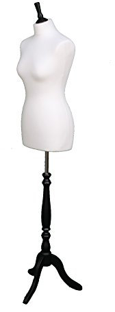 HUIBBGO Schneiderbüste für Damen, Größe 14, weiß, Jersey, schwarz, Holz, Dreibeinständer