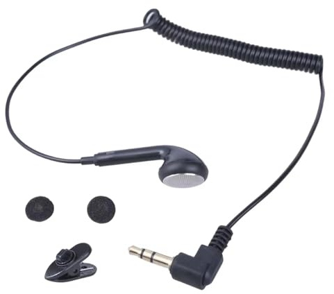Single Earbud Wired - Single Ear 3.5mm Earbud | Noise Isolating Wired Earphone | Retractable Spring Cord | Bass-Enhanced Earbud for Cell Phones, Laptop & Audio Use