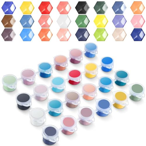 Dunzoom Underglaze Set 24 Color Concentrated Opaque Liquid Underglaze 3 ml Mini Pack 24 Colors Underglaze Paint for DIY pottery glaze painting craft