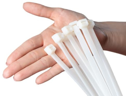 ERKO Fascette plastica bianche 450 x 7,6 mm 25 pezzi di cablaggio professionali, Resistente allatemperature, Resistenza alla rottura 54kg, forte