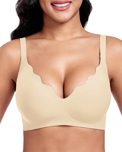 Vinfact Women's Bras Plunge V Floral Non Wired Push up Padded Comfort Everyday Bra