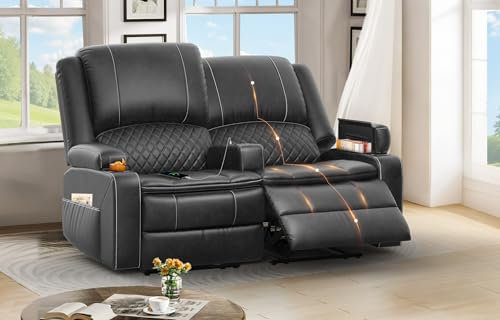 BareTay 2 Seat Recliner Sofa, Reclining Loveseat with USB Charge Ports, 3 Cup Holders, 2 Side storage Pockets Recliner Love Seat Couches for Living Room, RV