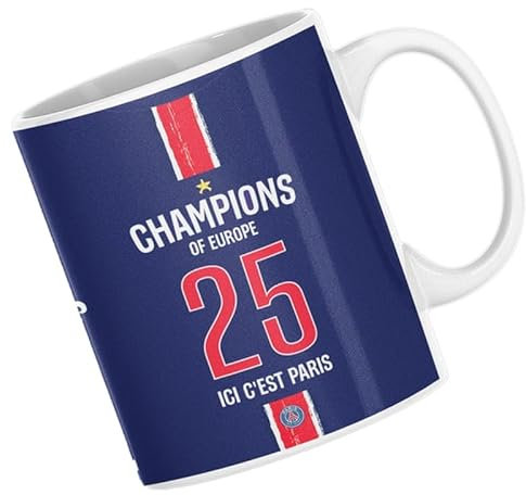 CS Mug Football Paris Champion d'Europe 2025 – 1re Étoile Française – Tasse Céramique 330 ml – Compatible Micro-Ondes & Lave-Vaisselle – Cadeau Supporter Football Paris