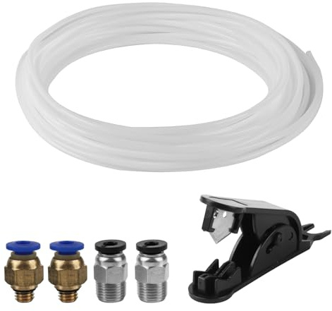 10 Meter PTFE Schlauch mit Cutter, 2.5mm ID x 4mm ODPTFE Tube | 3D Drucker PTFE Teflonschlauch für 1,75mm3D Drucker Filament,für Bambu Lab A1/A1mini/P1P/P1S/X1C Teflon Tube+2PC4-M6,2PC4-M10