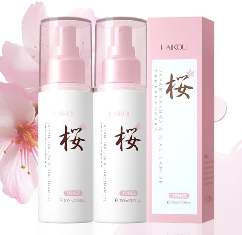 LAIKOU Sakura Gesichtswasser 100ml*2, Feuchtigkeitsspendende Essenz - Gesichtswasser,Glow Milky Toner für Glättet die Hautoberfläche & fördert die Ausstrahlung der Haut Alle Hauttypen