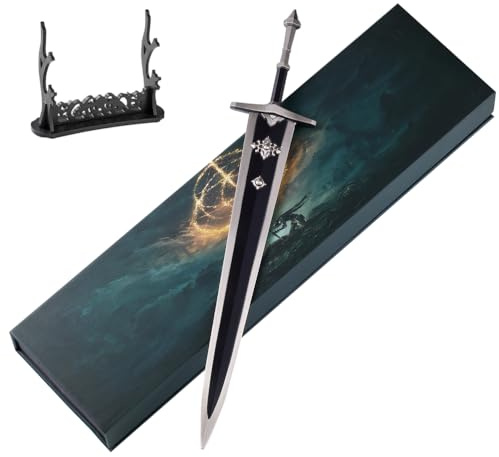 Huadafun Eldens Rings Greatsword of Solitude Replica – 11.8 Full-Metal Collectable Model with Display Stand, Desktop Game Decor, Fan Collection Ornament & Gift for Gamers