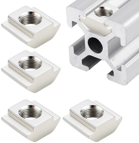 80 Stück T-Nutensteine M5, Aluprofil 20x20 Zubehör, Nutensteine für Industrielle Aluminiumrahmen, 3D-Drucker und CNC-Maschinen, Kohlenstoffstahl Vernickelt, Europäische Norm