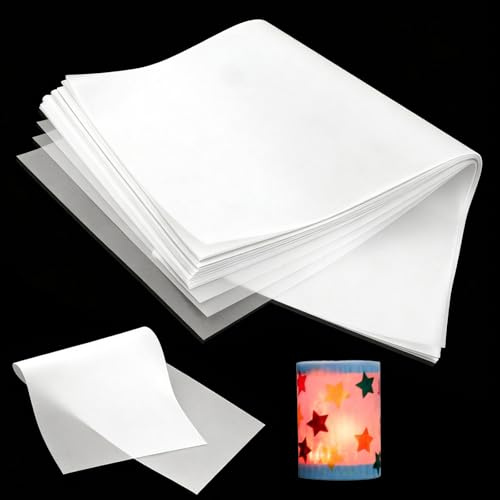 SLTAXAR 25 Stück Laternenzuschnitte Transparentpapier 22 x 51 cm 93 g/m² Bastelpapier Weiß Laternen Rohlinge Rund für Laternen Basteln Martinstag Fensterbilder Pauspapier Architektenpapier