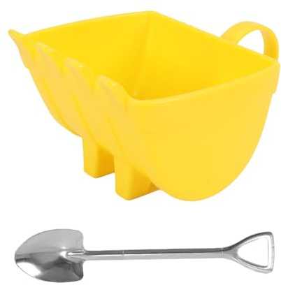 ANCLLO Excavator Bucket Model Cafe Coffee Mug with Spade Shovel Spoon, ABS Personalized Digger Drink Cups for Hot & Cold Drinks Tea (Yellow, 330ml)