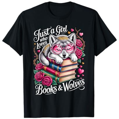 Solo Una Ragazza Che AMA Libri e Lupi Carino Lettura Nerd Maglietta