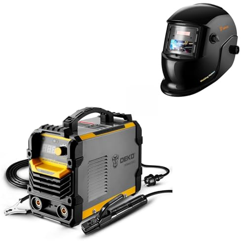 DEKO Kit Saldatura Completo: Saldatrice 220V MMA ARC 250A con Accessori + Casco Auto-Oscurante True Color Solar Powered