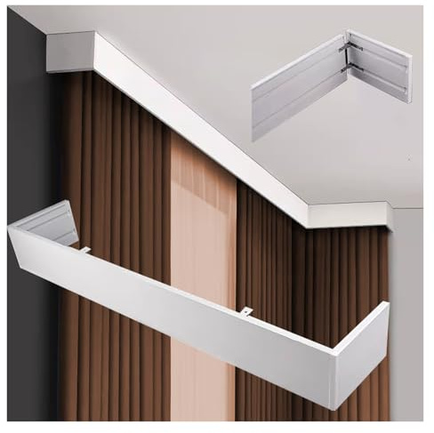 Heavy Duty White Curtain Pelmet Box - Ceiling Mount Valance Frame, No Track Design, U-Shape Metal Cornice Boards for Home & Office, 24ft (7.3m) Length