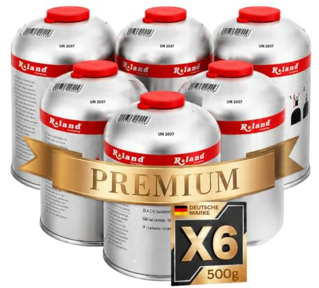 Roland Camping Gaskartusche Schweißbrenner Schraubventil 500g | EN-417 geiegnet Weber* Grill 00g Butan-Gaskartusche mit Schraubventil – für Schweißbrenner & Campingkocher