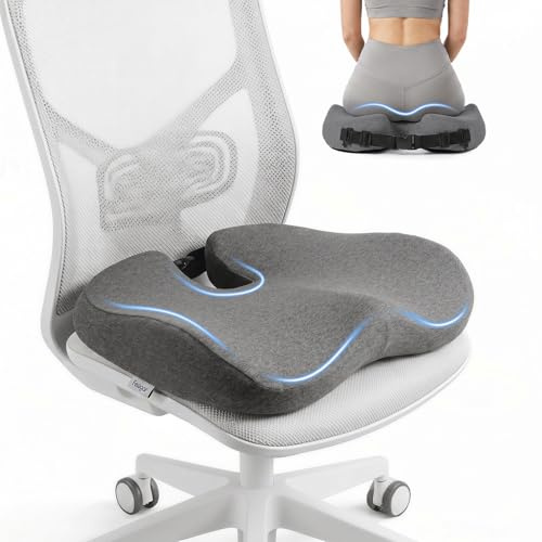 Feagar Ergonomisches Sitzkissen Aus Memory-Schaum Für Bürostuhl & Auto | Orthopädisches Steißbeinkissen Zur Druckentlastung Bei Langem Sitzen, Rutschfeste Unterseite, Für Home Office & Fahrer