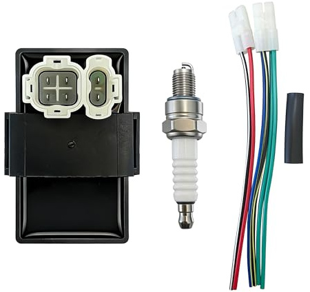 STRONGTHIUM CDI Box 6 Pin DC GY6 inkl. Zündkerze & Kabel, kompatibel mit 50ccm 150ccm Roller 4T Motor, für 49cc-250cc ATV Quad Go Kart Pit Bike Zündmodul