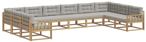 vidaXL Outdoor-Sofagarnitur mit Kissen 10 pcs Weiß und Hellgrau, Moderner Garten-Sofa, strapazierfähige Lounge, Elegantes Patio-Sofa, Sitzplatz im Garten, Möbel für Poolbereich