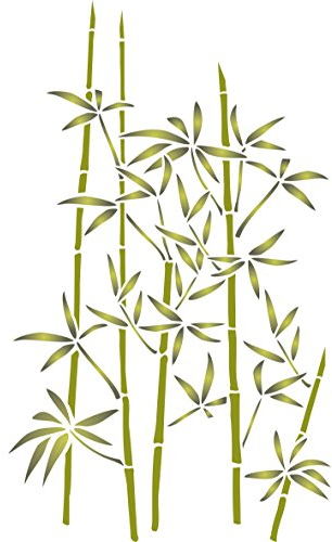 Stencil Company Bambus-Schablone, 35,5 x 56 cm (XL) – Wiederverwendbare große immergrüne Gartenlaub-Wandschablone
