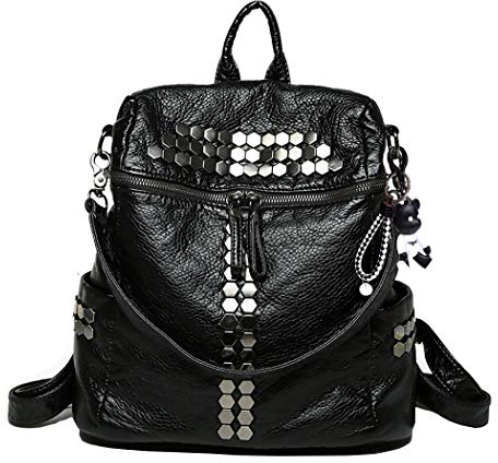 DEERWORD Damen Rucksack Handtaschen Elegant Anti Diebstahl Frau Stadtrucksack Henkeltaschen Tagesrucksack Schwarz