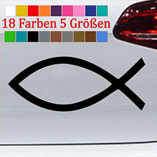 Taufe Fisch Aufkleber Firmung Sticker Ichthy Auto Sticker Kirche Jesus 70-Schwarz 20x8cm