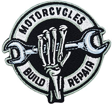 Finally Home Motorrad Knochen Hand Patch zum Aufbügeln | Biker Patches für Lederwesten, Bügelflicken, Flicken, Aufnäher
