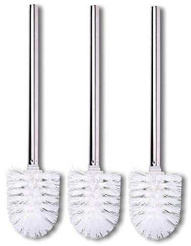 Alberta Scopino Bagno Scopino per 3 Pezzi di Carta igienica di Ricambio per Scopa Spazzola per WC in Acciaio Inossidabile Bianco Spazzola per WC di Ricambio spazzole per WC