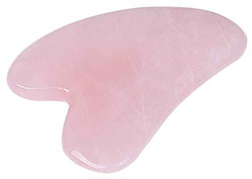 Lovionus89 - Outil de massage du visage - Jade de cristal - Guasha - Planche en pierre pour spa - Acupuncture - Traitement des points - Quartz rose