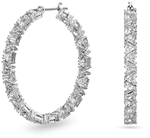Swarovski Ortyx Kreolen, Trilliant-Schliff, Weiß, Rhodiniert