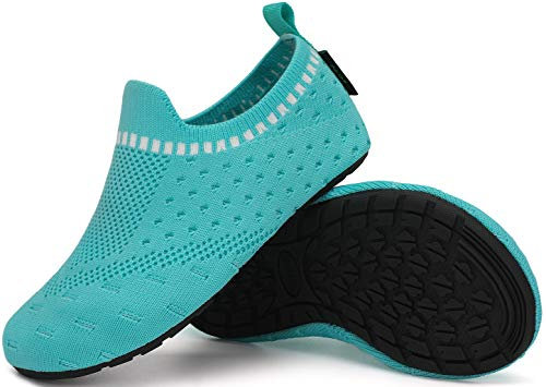 SAGUARO Chaussons Maison Enfants Pantoufle d'intérieur Garçons Fille Antidérapantes Chaussures de Semelle en Caoutchouc, Bleu Menthe, 34/35 EU