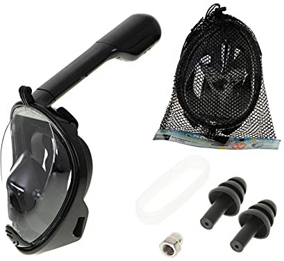 ikonka, Schnorchelmaske Schnorchelmaske Schnorchelmaske Vollhartes Faltbar mit Röhrchen Größen Für Kinder und Erwachsene für Waktionen Reise Wasserspiel Snorkeling Snorkeling (Schwarz, L/XL)