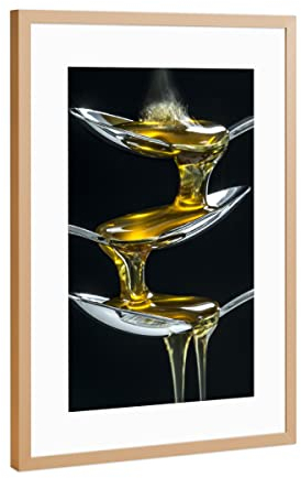 artboxONE Poster mit Rahmen Kupfer 45x30 cm Olivenölkaskade von Uwe Merkel - gerahmtes Poster