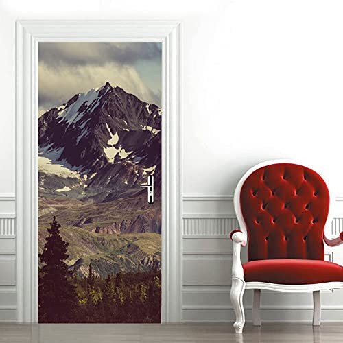 A.Monamour Türtapete Selbstklebend Türfolie Türposter 3D Alaska Berg Landschaft Natur Vinyl Folie Türdeko Tapete Wandbild Türaufkleber Türtattoo 90 x 200 cm