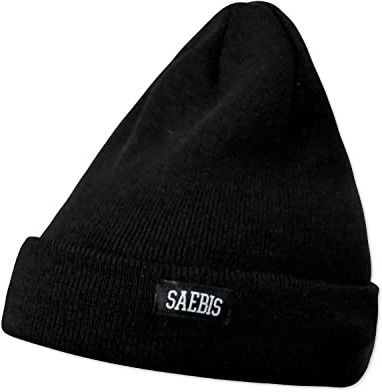 SAEBIS Shapka für Damen und Herren - Unisex Klassische Strickmütze - Classic warme Mütze für das ganze Jahr - Kopfbedeckung - Beanie (Schwarz)