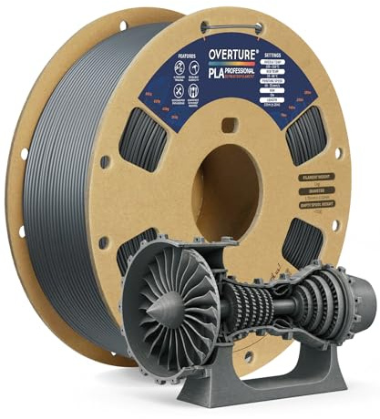 OVERTURE PLA Plus (PLA+) 3D Printer Filament 1.75mm, 1kg Space Grey | Stronger & More Durable, 4X Tougher Than Basic PLA, High Quality for Prints, Fits Most FDM Printers (Space Grey)