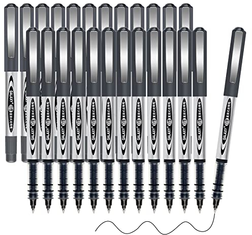 Gelanty Rollerball Pens, Tintenroller, 24 Stück schwarze Flüssigtinte Kugelschreiber Gel Schnelltrocknend für Zuhause, Schule, Büro, Schreiben, Zeichnen, Kunstwerk