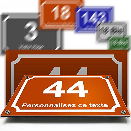 Grande plaque aluminium/polyethylene numéro rue décorative - pour maison, garage, porte, et boite aux lettres - collection classique : 2 lignes personnalisables