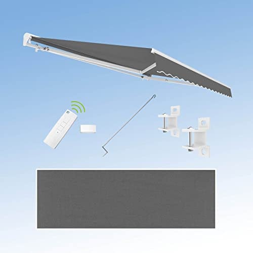 Eclipse Kassettenmarkise Halbkassette Gelenkarm Sonnenschutz Markise Sonnenmarkise Balkonmarkise elektrisch Standard 3,5 x 3 m Stoff 280g/m² Polyester (PE) UV-Schutz 50+, Markisentuchfarbe: Grau