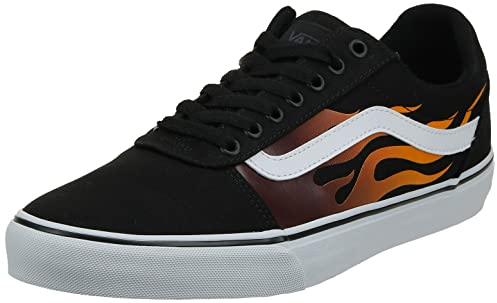 Vans Men's Ward Deluxe Sneaker, Faded Flame Black/White, 8 UK (42 EU)